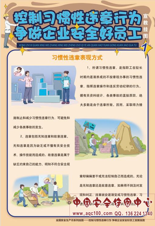 控制习惯性违章行为争做企业安全好员工宣传挂图-AQ5036