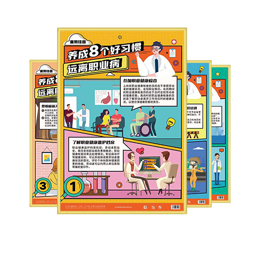 ZAG0151养成八个好习惯-远离职业病宣教挂图(插画版)