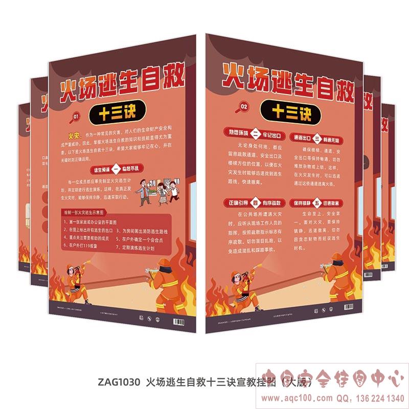 火场逃生自救十三诀宣教挂图（大版）ZAG1030 