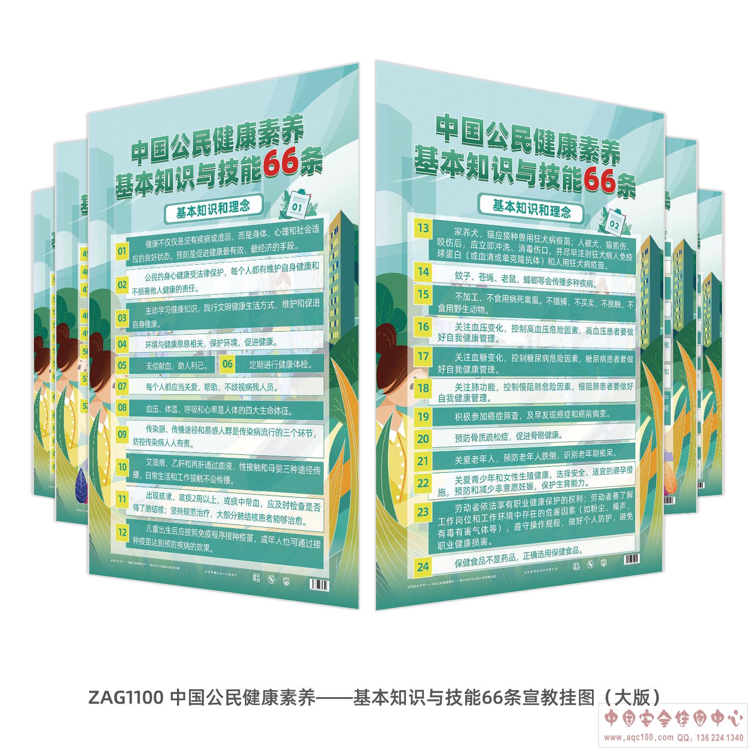 中国公民健康素养--基本知识与技能66条宣教挂图（大版）-ZAG1100 