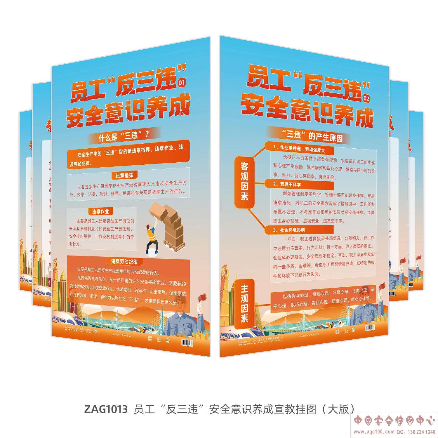 员工&ldquo;反三违&rdquo;安全意识养成宣教挂图（大版）-ZAG1013  