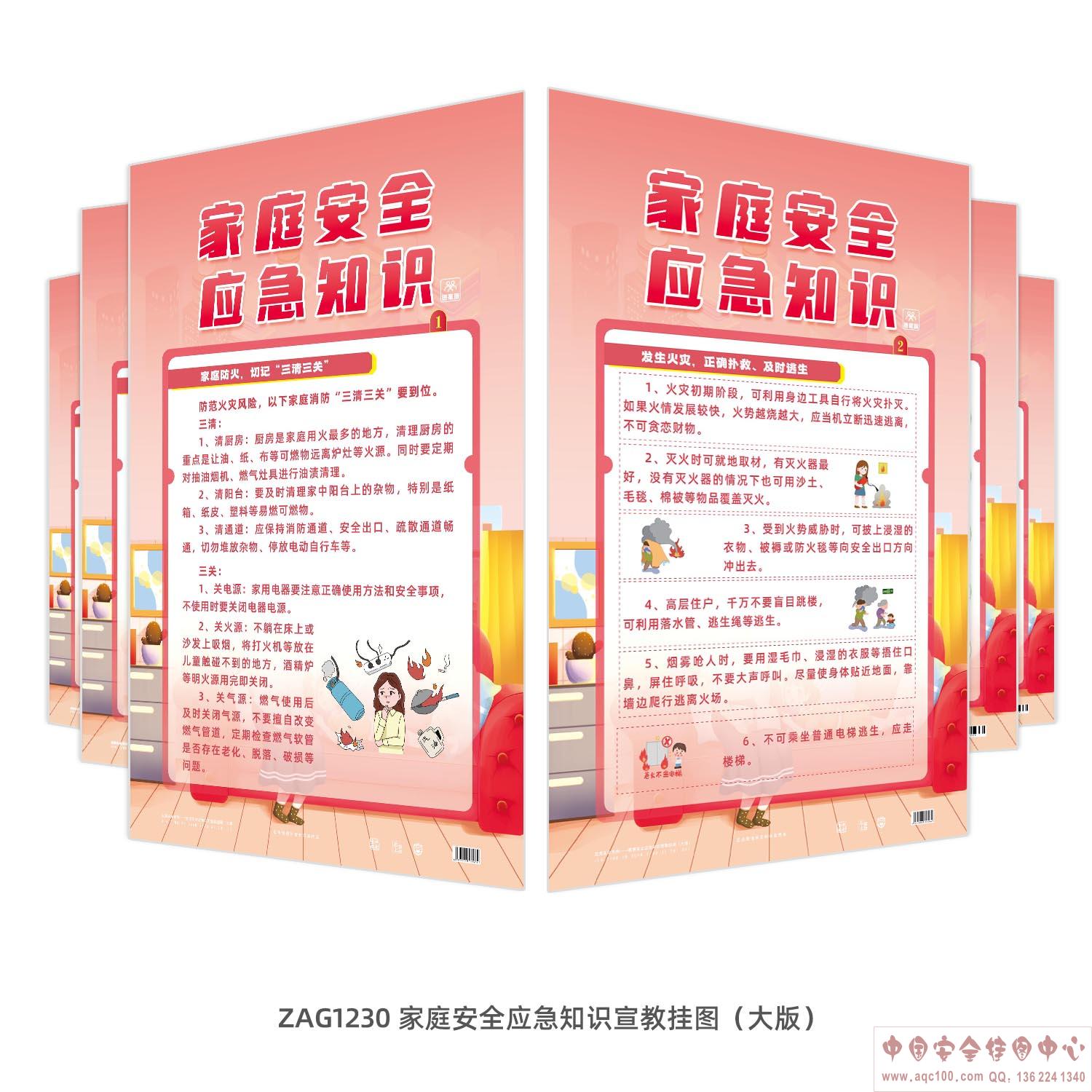 家庭安全应急知识宣教挂图（大版）ZAG1230 