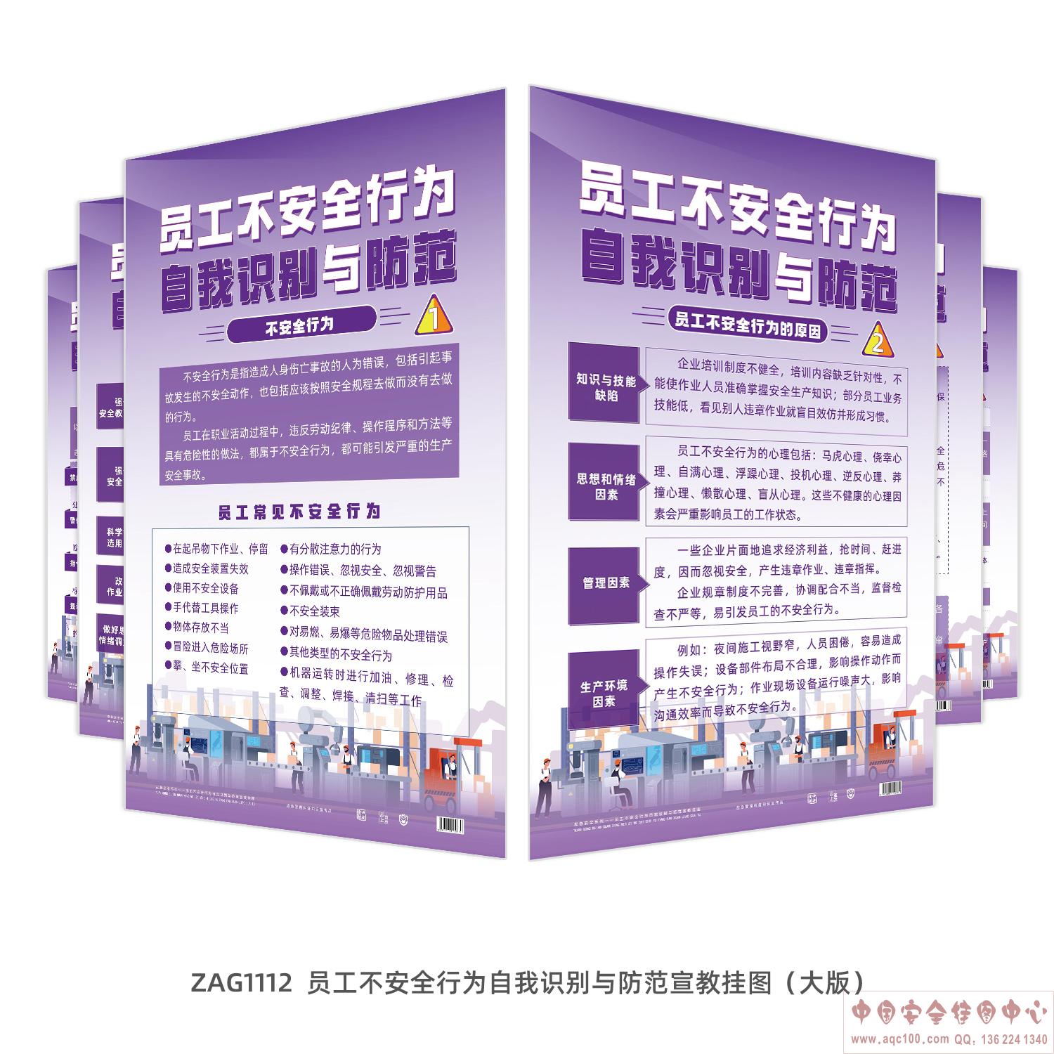 员工不安全行为自我识别与防范宣教挂图（大版）ZAG1112