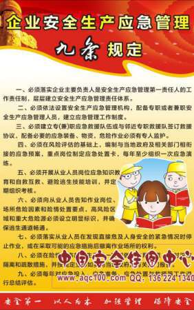 企业安全生产应急管理九条规定挂图海报