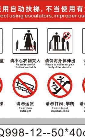 商城超市手扶梯安全标识挂图-AQ998