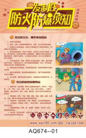 一发致胜防火防爆须知宣传挂图-AQ674-安全生产月挂图