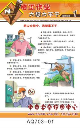电工作业六想六不干宣传挂图-AQ703