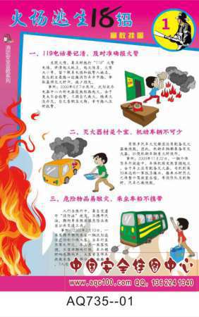 火场逃生18招宣传挂图-AQ735