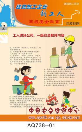 建筑施工企业新工人三级安全教育宣传挂图-AQ738