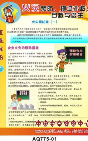 火灾预防现场扑救自救与逃生宣教挂图消防安全挂图-AQ775