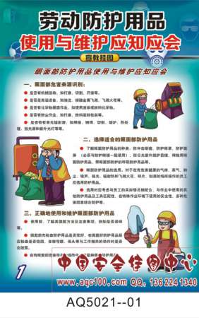 劳动防护用品使用与维护应知应会宣传挂图-AQ5021